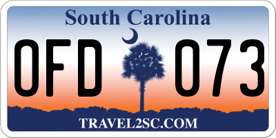 SC license plate OFD073