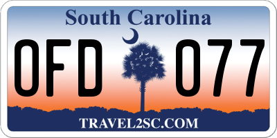 SC license plate OFD077