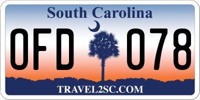 SC license plate OFD078