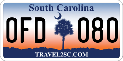 SC license plate OFD080