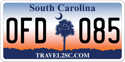 SC license plate OFD085