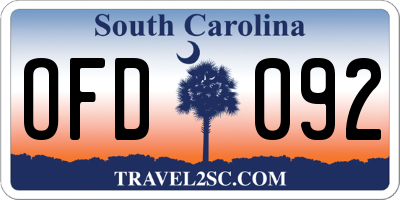 SC license plate OFD092