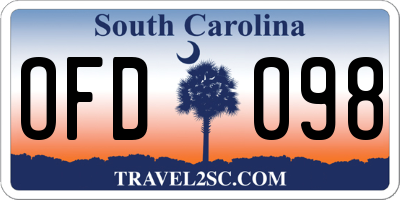 SC license plate OFD098