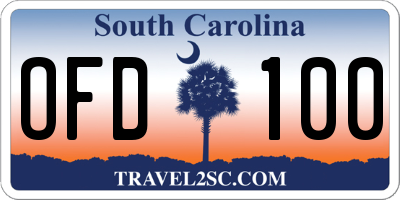 SC license plate OFD100