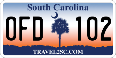 SC license plate OFD102