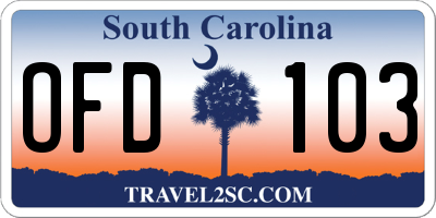 SC license plate OFD103
