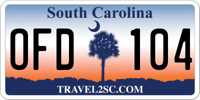 SC license plate OFD104