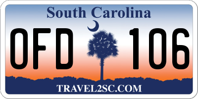 SC license plate OFD106
