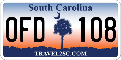 SC license plate OFD108