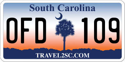 SC license plate OFD109