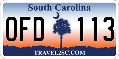 SC license plate OFD113