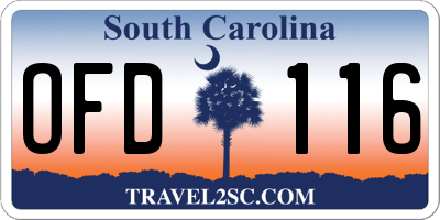 SC license plate OFD116