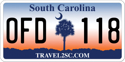 SC license plate OFD118