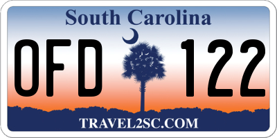 SC license plate OFD122
