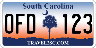 SC license plate OFD123