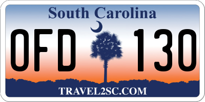 SC license plate OFD130