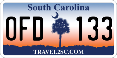 SC license plate OFD133