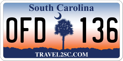 SC license plate OFD136
