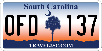 SC license plate OFD137