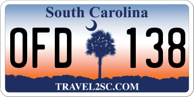 SC license plate OFD138