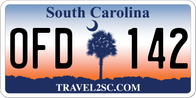 SC license plate OFD142