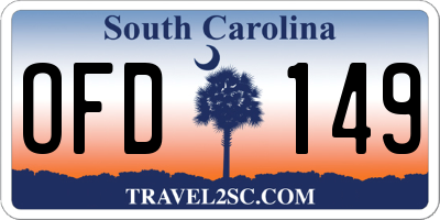 SC license plate OFD149