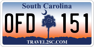SC license plate OFD151