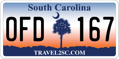 SC license plate OFD167