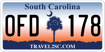 SC license plate OFD178