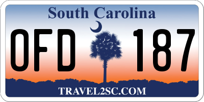 SC license plate OFD187