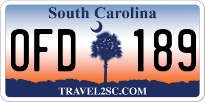 SC license plate OFD189