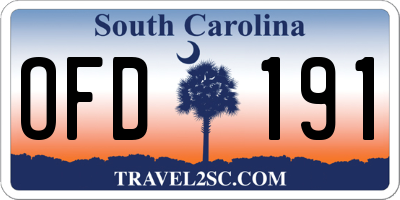 SC license plate OFD191