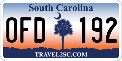 SC license plate OFD192