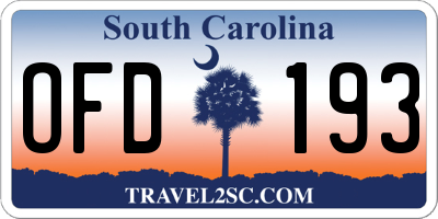SC license plate OFD193