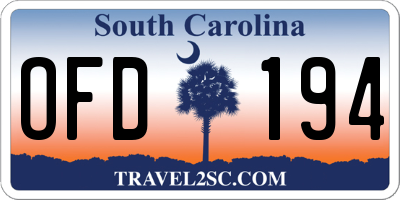 SC license plate OFD194