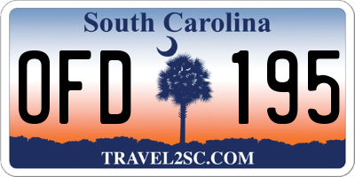 SC license plate OFD195