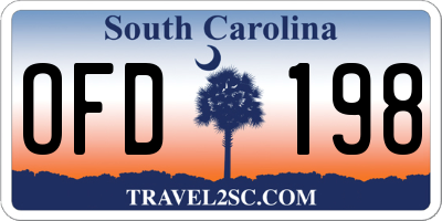 SC license plate OFD198