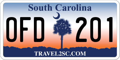SC license plate OFD201
