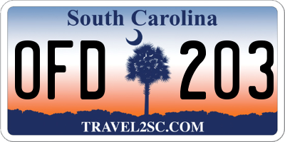 SC license plate OFD203