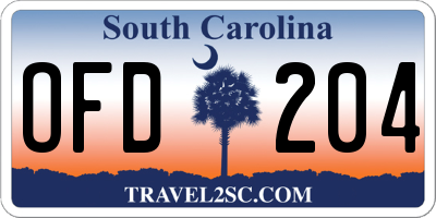 SC license plate OFD204