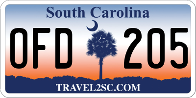 SC license plate OFD205