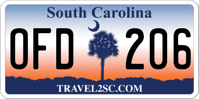 SC license plate OFD206
