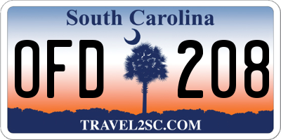 SC license plate OFD208