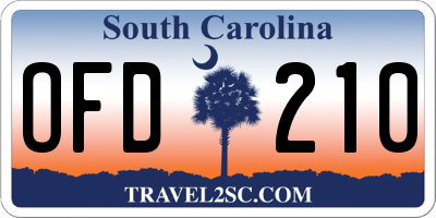 SC license plate OFD210