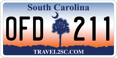 SC license plate OFD211