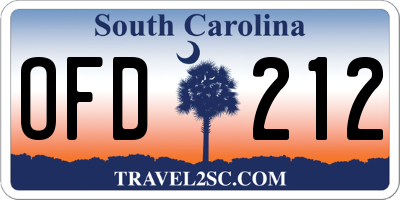 SC license plate OFD212