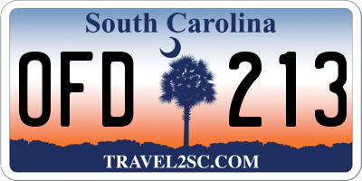 SC license plate OFD213
