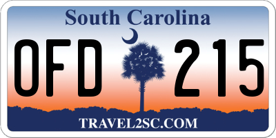 SC license plate OFD215