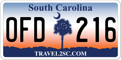 SC license plate OFD216