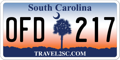 SC license plate OFD217